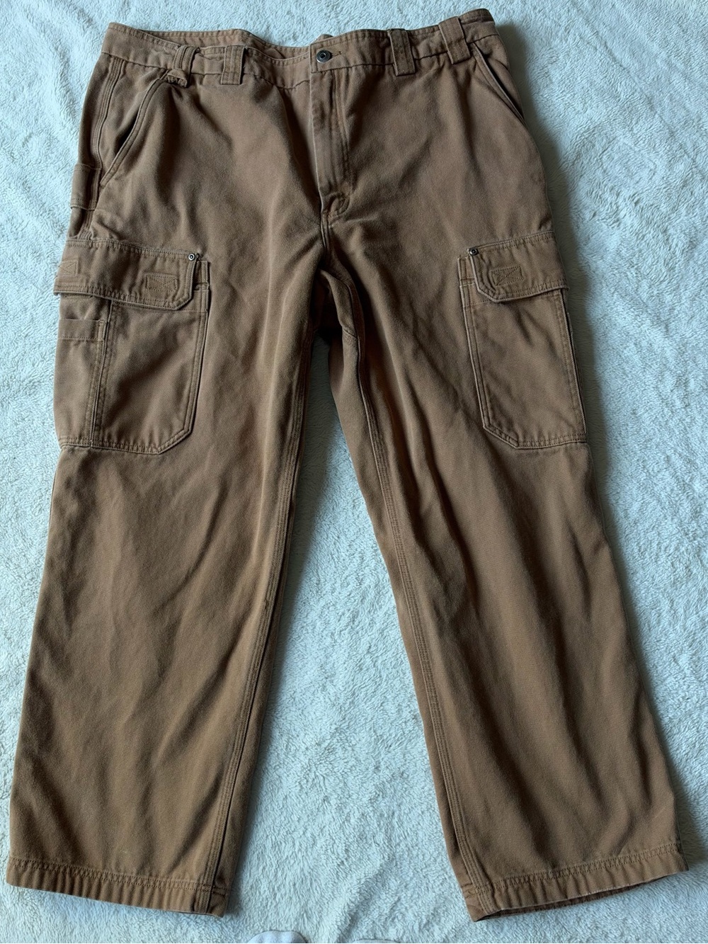Duluth Trading Co Cargo Brown Canvas Pants Relaxed 42x29.5 Mens Workwear Utility